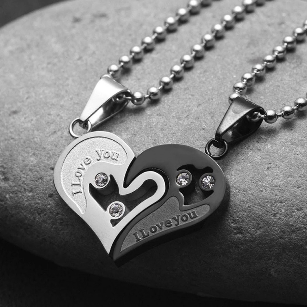 I Love You Matching Heart  Necklaces For Couples  In 