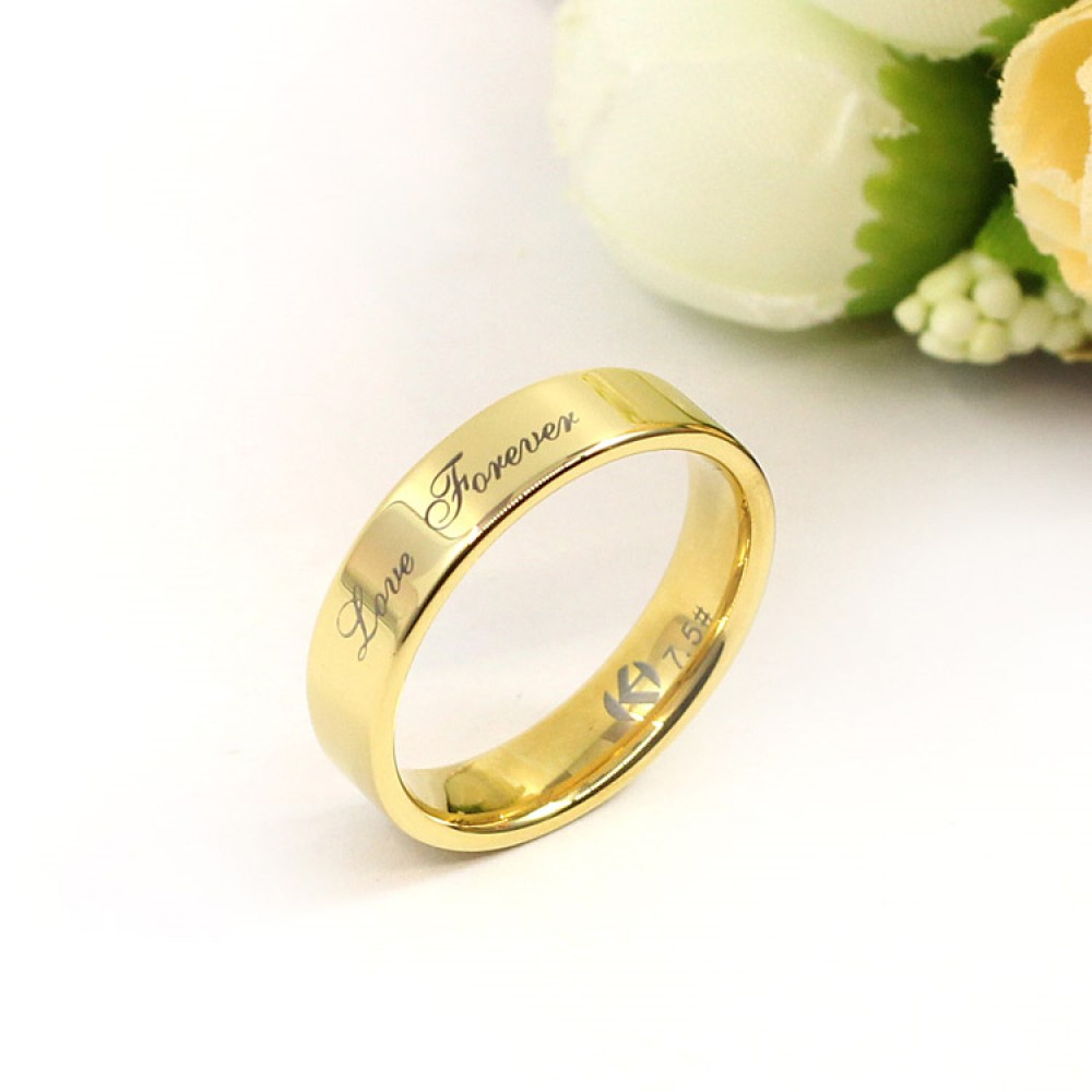 18K Gold plating Love Forever Promise Rings For Couples In Tungsten