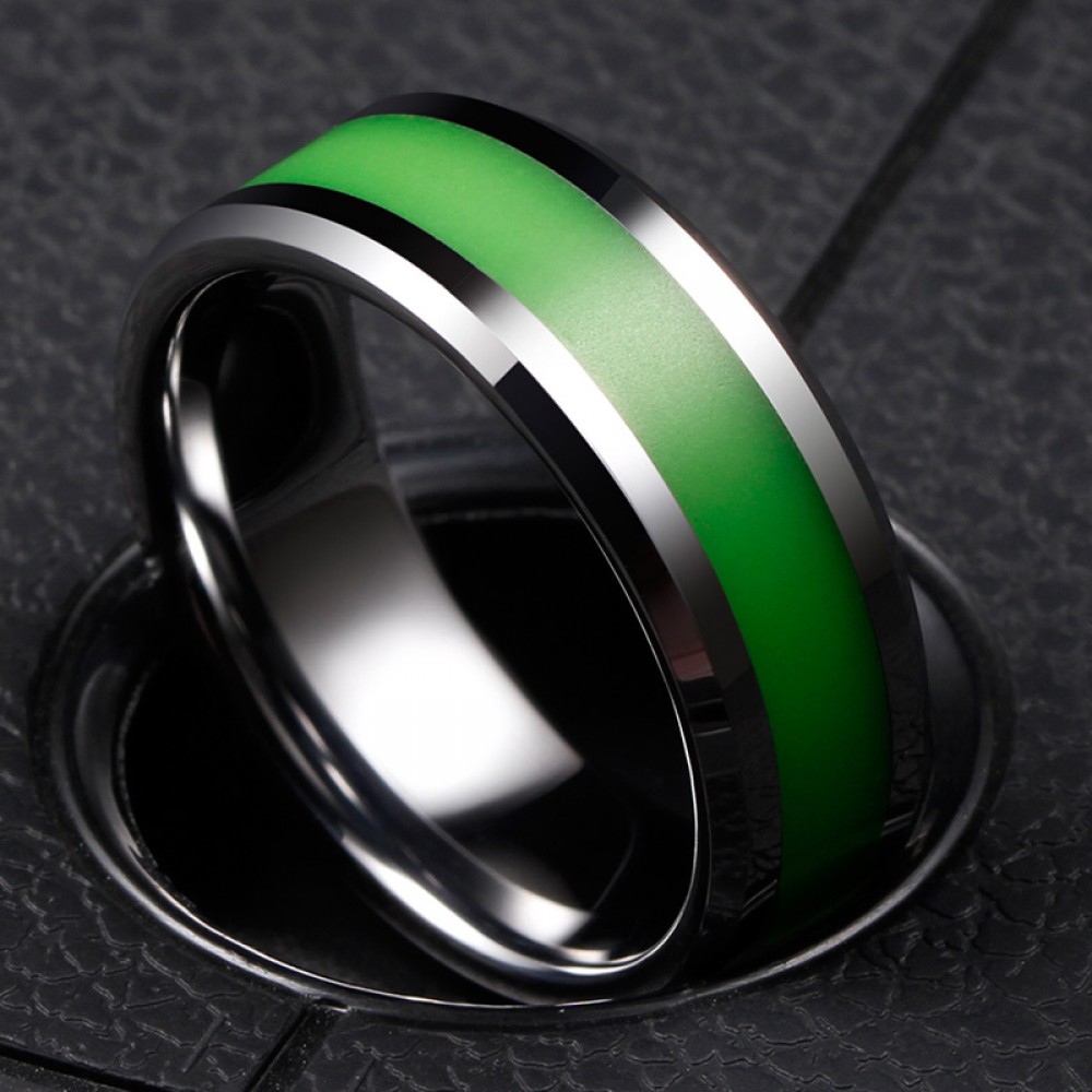 Engravable Nightluminescent Pearl Wedding Band For Men In