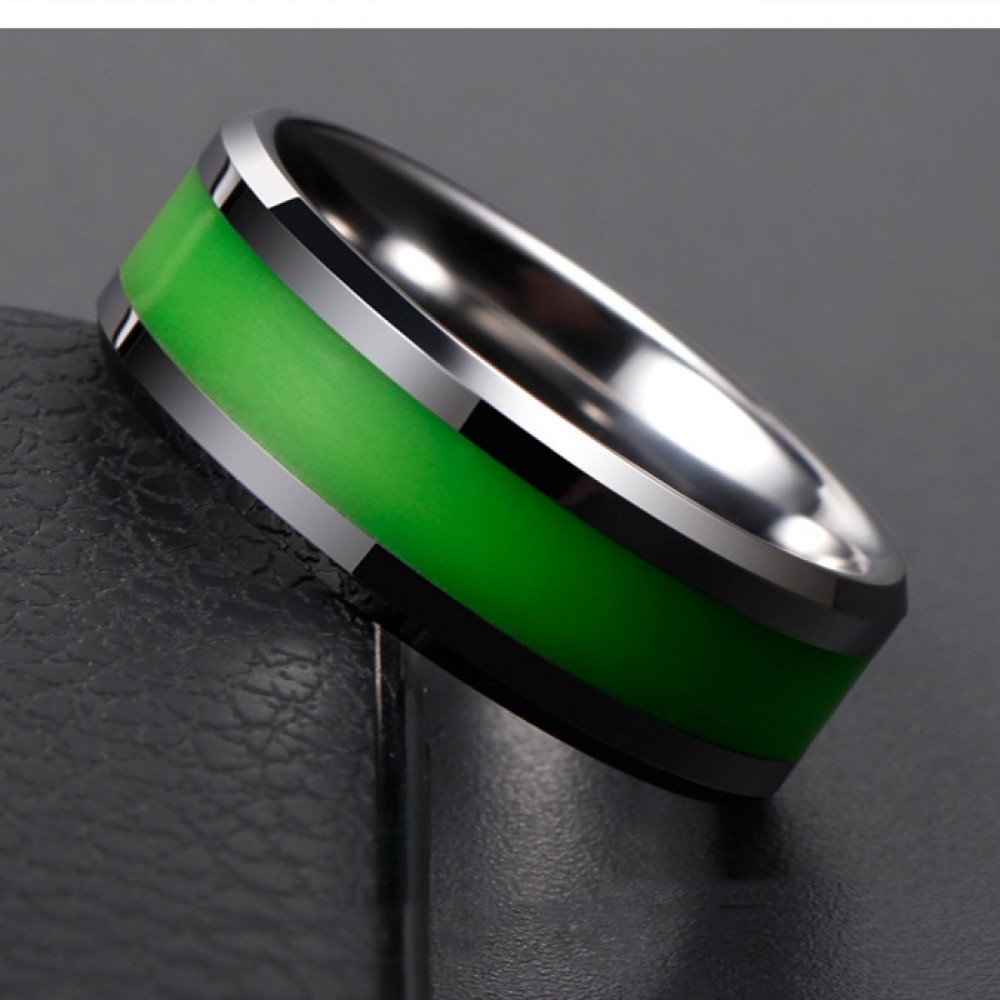 Engravable Nightluminescent Pearl Wedding Band For Men In