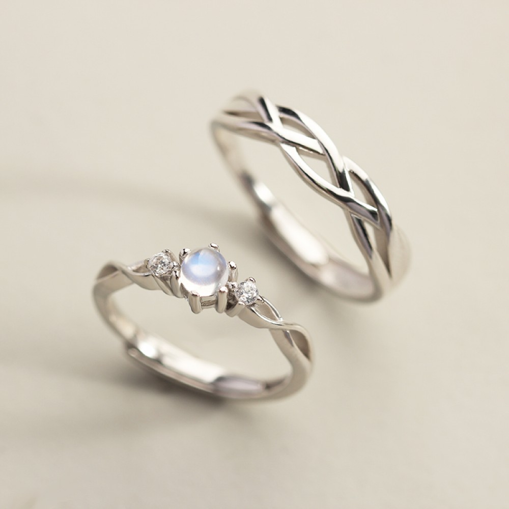 Adjustable Knot Promise Rings For Couples In Sterling Silver